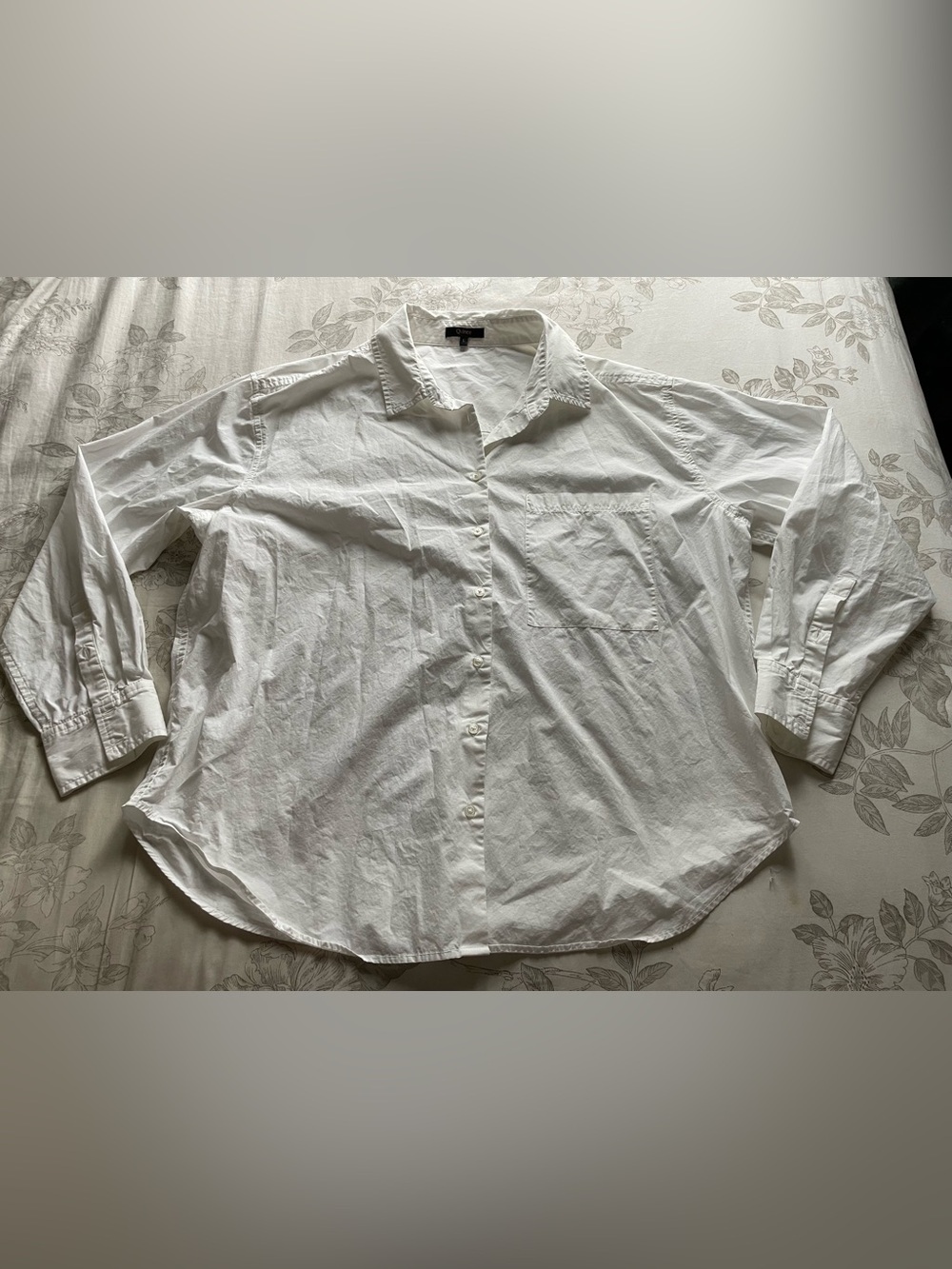 Quince 100% Organic Cotton Poplin Long Sleeve Boyfriend Shirt White Large Chic - Picture 4 of 10
